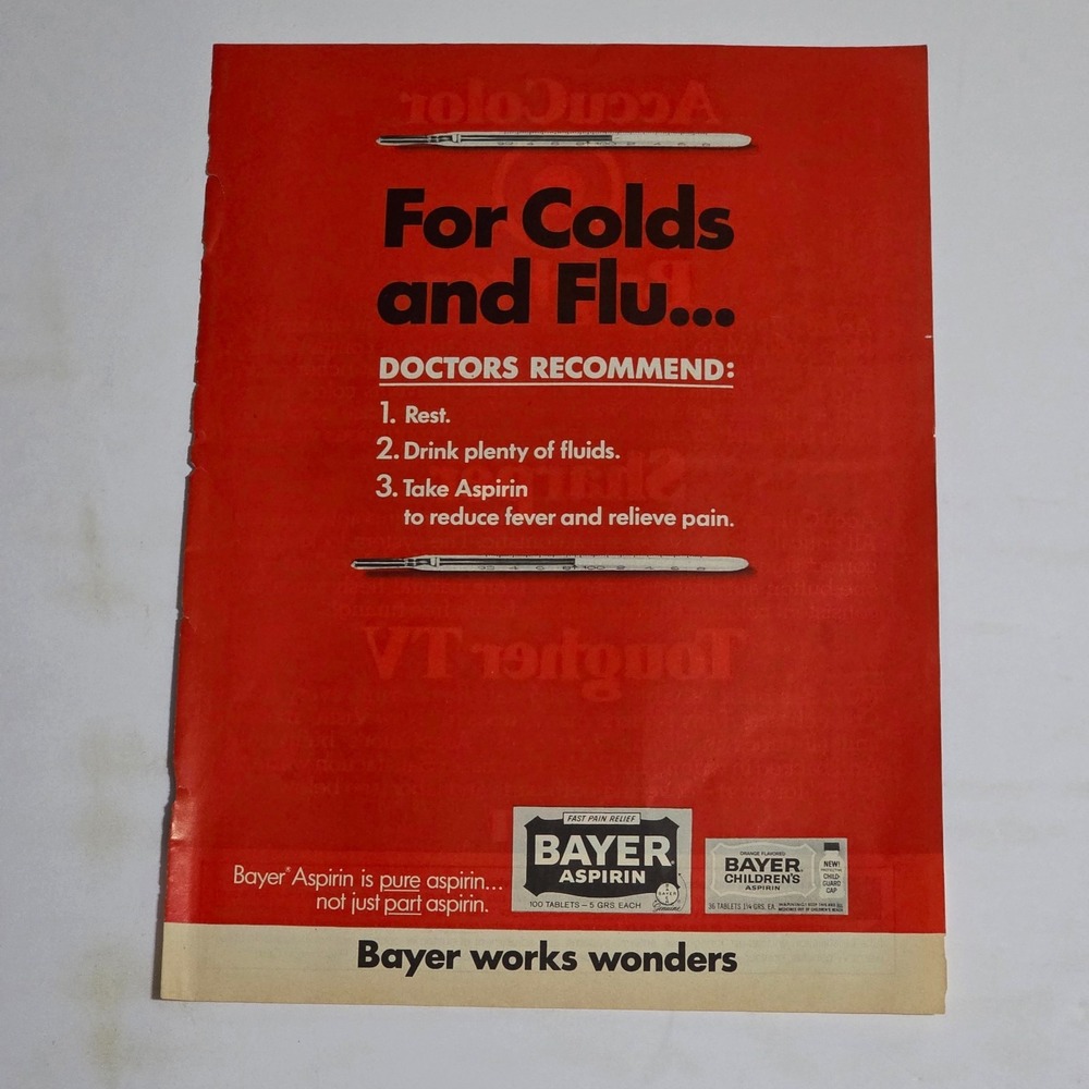 Vintage Print Ad Bayer aspirin works wonders drug 8.25x11 1971
